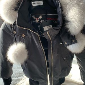 Moose knuckles Debbie Bomber Jacket With Fur Hood